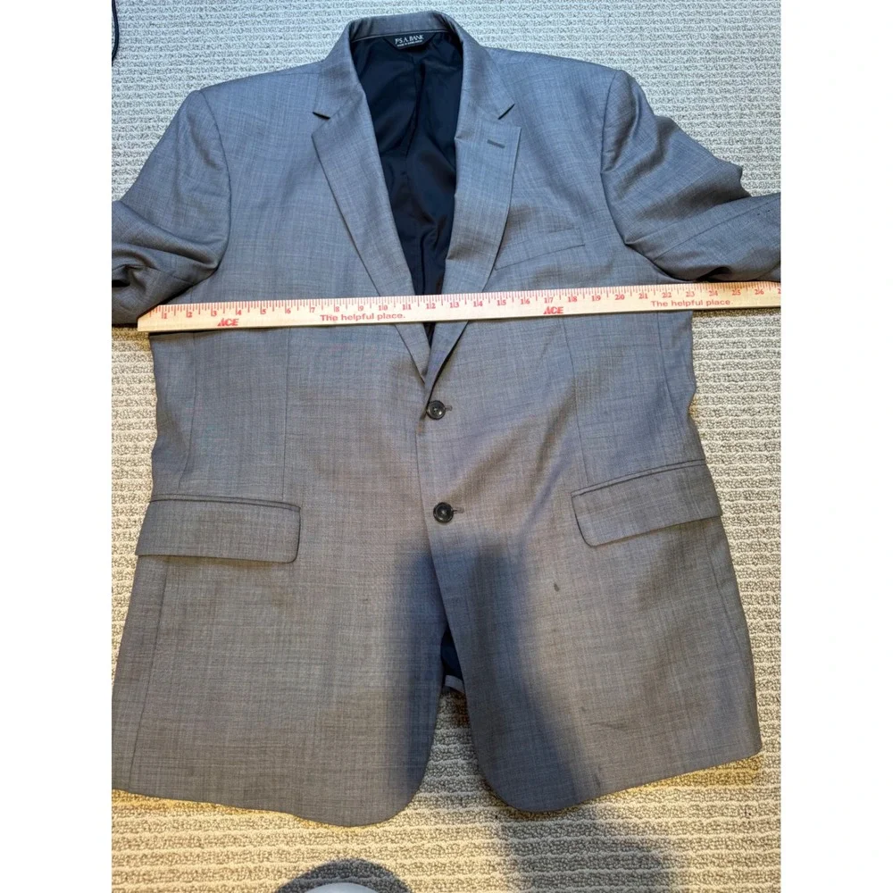 Jos.‎ A. Bank Mens Blazer Jacket Light Gray Wool Tailored Fit 2-Button 46R